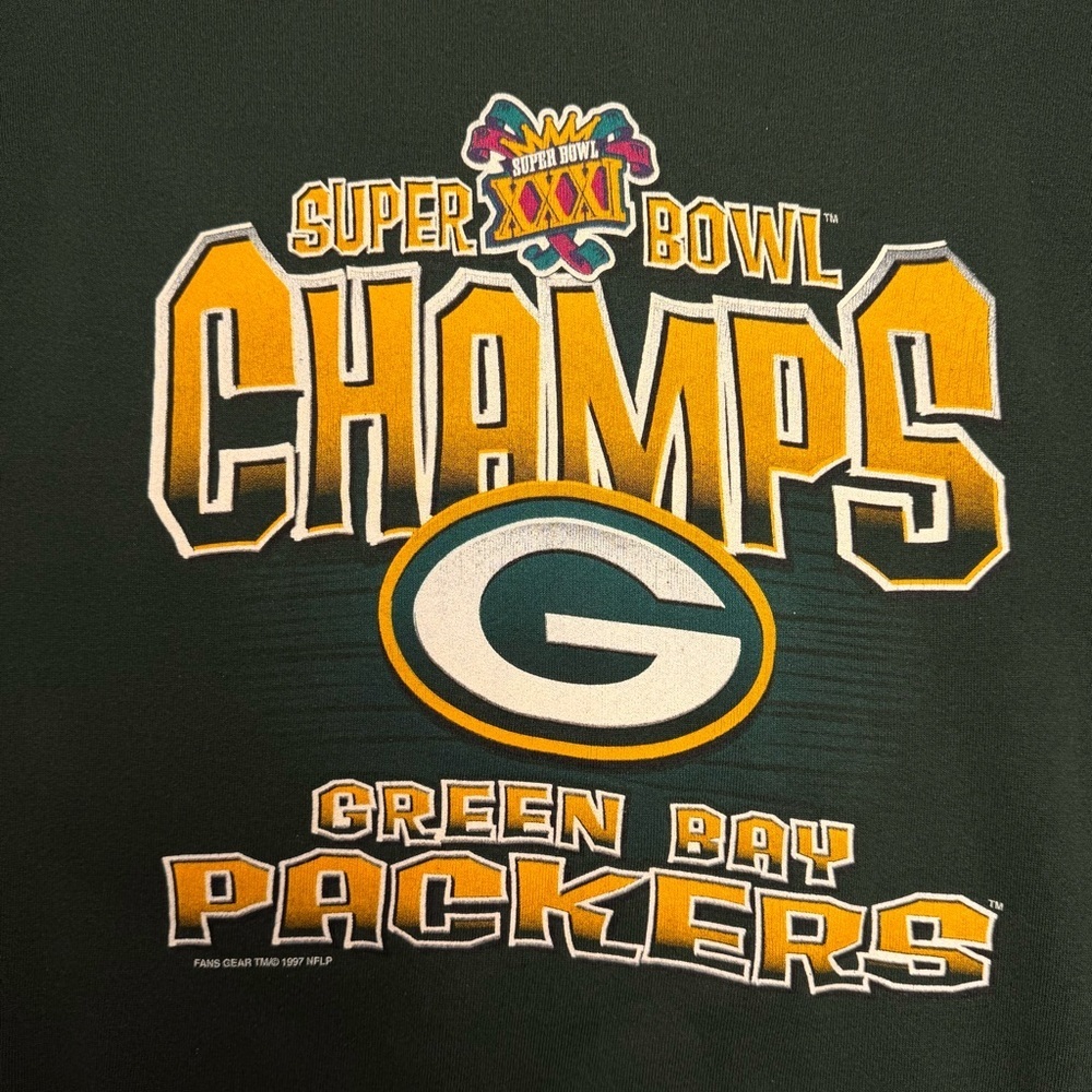 Vintage 1997 Green Bay Packers Super Bowl XXXI Champs Sweatshirt Woman M-NFL 90s - Picture 3 of 9